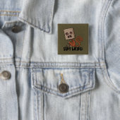 Blijf vreemde zwarte aap vierkante button 5,1 cm (In situ)
