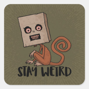 Blijf vreemde zwarte aap vierkante sticker