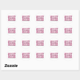 Blijf Vriendelijk – Retro Groovy Roze Ronde Sticker