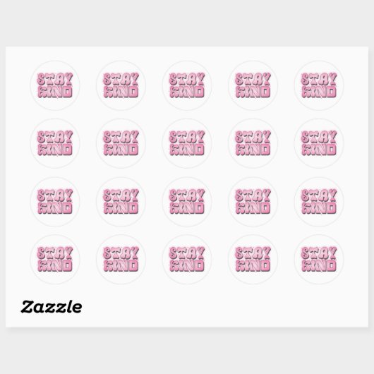 Blijf Vriendelijk – Retro Groovy Roze Ronde Sticker (Vel)