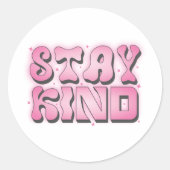 Blijf Vriendelijk – Retro Groovy Roze Ronde Sticker (Voorkant)