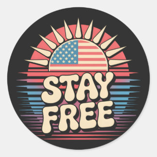 Blijf vrij 4 juli patriottisch ronde sticker