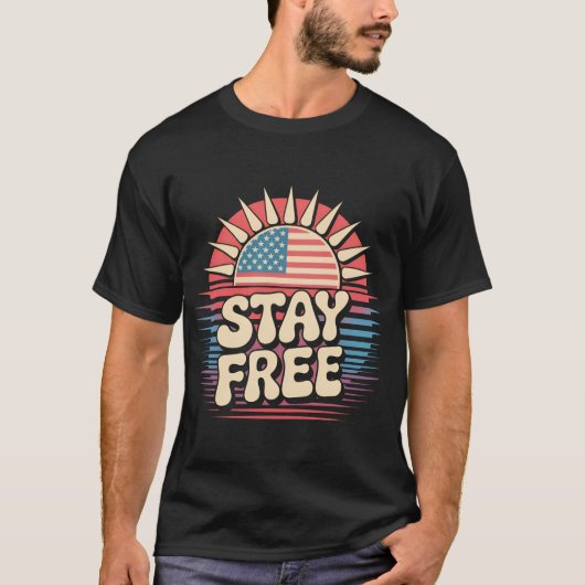 Blijf vrij 4 juli patriottisch t-shirt (Voorkant)