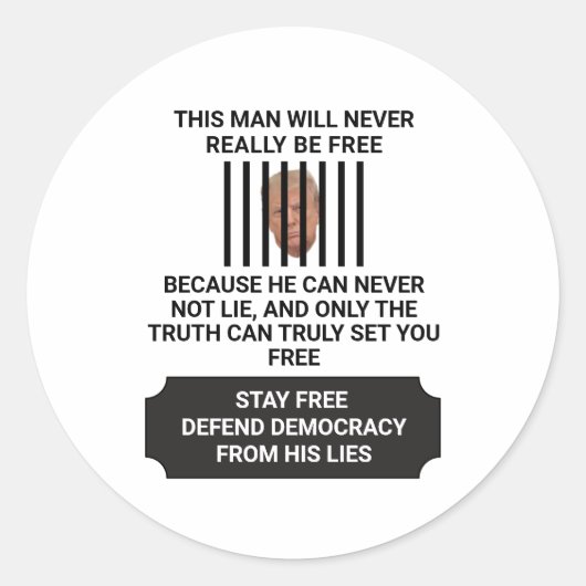 Blijf vrij om de democratie te verdedigen tegen le ronde sticker (Voorkant)