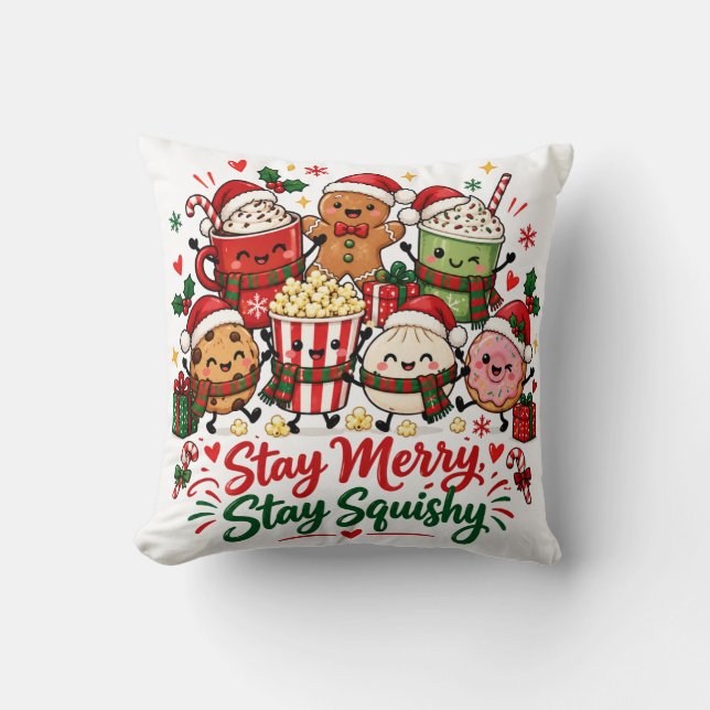 Blijf vrolijk blijf knuffelig Kerstmis Warme Choco Kussen (Voorkant)