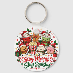 Blijf vrolijk blijf knuffelig Kerstmis Warme Choco Sleutelhanger