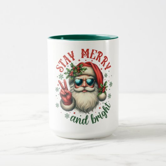 Blijf vrolijk en helder cool kerstfeest mok (Midden)