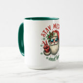 Blijf vrolijk en helder cool kerstfeest mok (Voorkant links)
