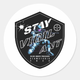 "Blijf waakzaam - gedurfd Motivatie ontwerp" Ronde Sticker