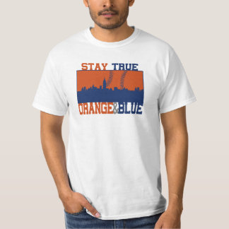 Blijf waar Oranje en blauw T-shirt