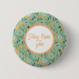 Blijf waar voor je Blauwgroen Oranje Dandelion Flo Ronde Button 6,0 Cm