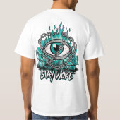 Blijf wakker - All-Seeing Eye met kettingen en vla T-shirt (Achterkant)