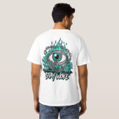 Blijf wakker - All-Seeing Eye met kettingen en vla T-shirt (Achterkant volledig)