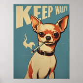 Blijf Wandelen Poster Hipster Hond Kunstprint Grap (Voorkant)