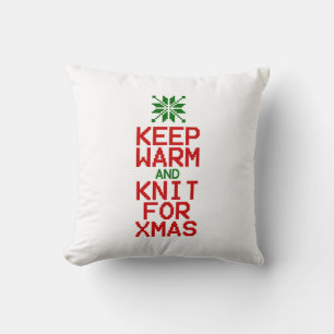 Blijf Warm en Brei voor Kerstmis Kussen