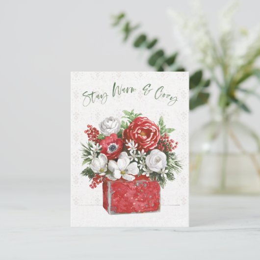 Blijf Warm en Cozy Feestdagenkaart (Staand voorkant)
