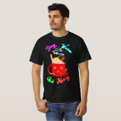 Blijf warm en vrolijk kaneel sneeuwvlokken kerst t-shirt (Voorkant volledig)