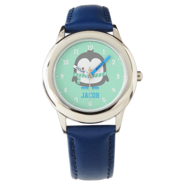 Blijf Warm Knuffel Kleine Pinguïn Kinderhorloges Horloge (Voorkant)
