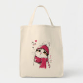 Blijf Warm Knuffelkat met Winter Muts & Sjaal Tote Bag (Voorkant)