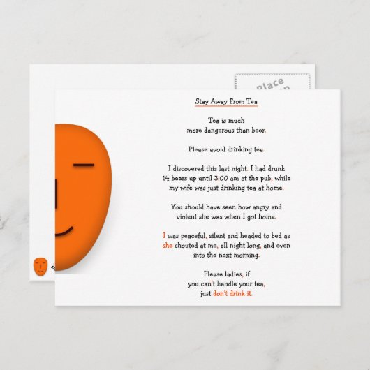 Blijf weg van Tea Not Beer Funny Wife Joke Humor Briefkaart (Voorkant / Achterkant)