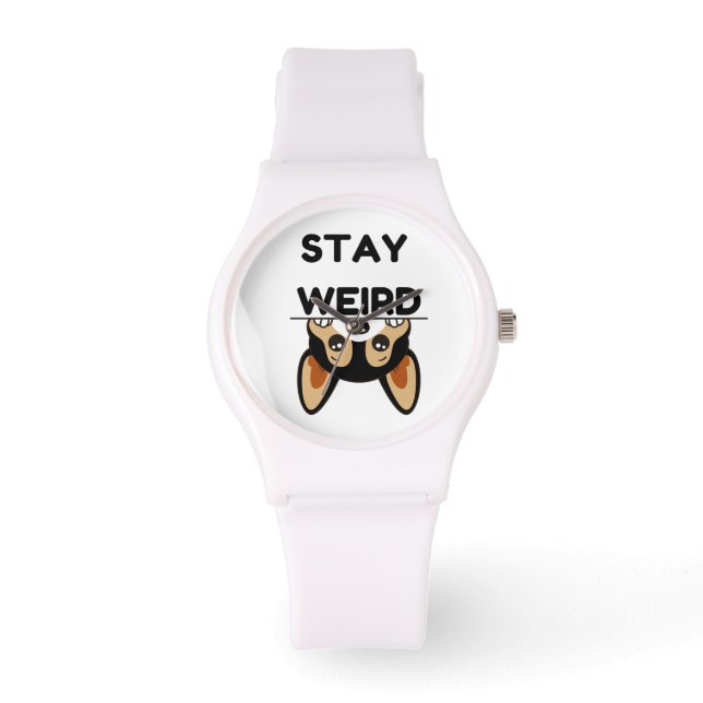 Blijf Weir Funny Boston Terrier Cartoon Hond Horloge (Voorkant)
