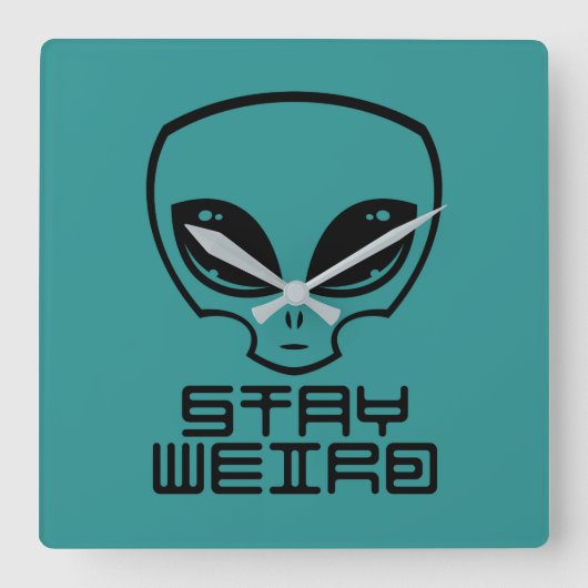 Blijf Weird Alien Hoofd Vierkante Klok (Voorkant)