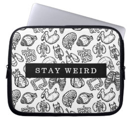 Blijf Weird Black & White Human Anatomlogy Biology Laptop Sleeve