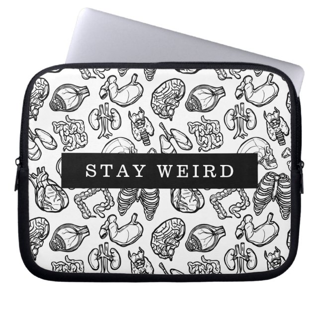 Blijf Weird Black & White Human Anatomlogy Biology Laptop Sleeve (Voorkant)
