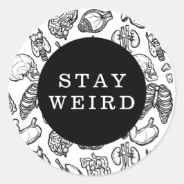 Blijf Weird Black & White Human Anatomlogy Biology Ronde Sticker