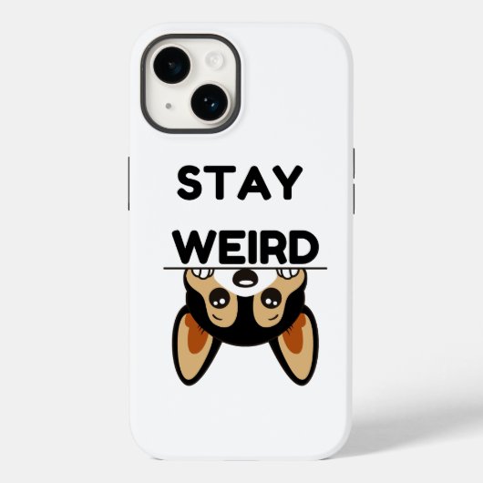 Blijf Weird Funny Boston Terrier Cartoon Hond Case-Mate iPhone Case (Achterkant)