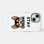 Blijf Weird Funny Boston Terrier Cartoon Hond iPhone 15 Case (Achterkant horizontaal)
