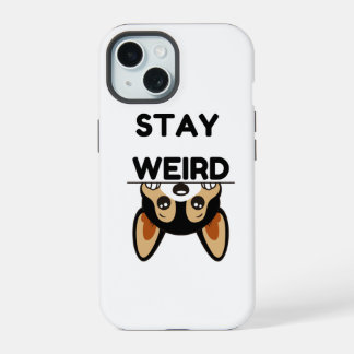 Blijf Weird Funny Boston Terrier Cartoon Hond iPhone 15 Case
