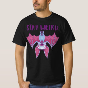 Blijf Weird Gekke Albino Vampiervleermuis Cartoon T-shirt