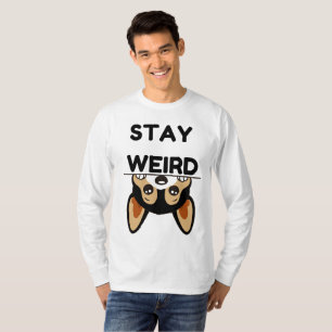 Blijf Weird Grappige Boston Terrier Cartoon Hond T-shirt