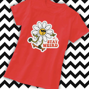 Blijf Weird Skateboarding Madeliefje T-shirt