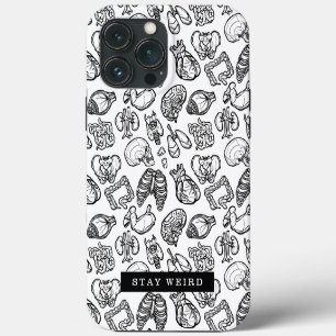 Blijf Weird Zwart & Wit Menselijke Anatomie Biolog iPhone 13 Pro Max Hoesje