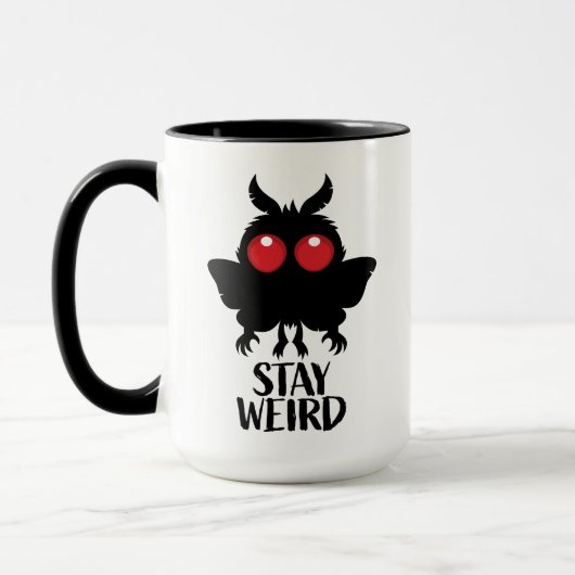 Blijf Weirdo Griezelig Schattig Mothman Cryptid Mok (Links)