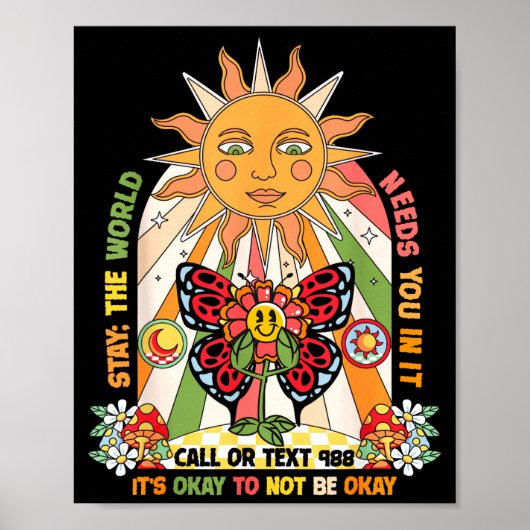 Blijf wereld heeft je nodig bel 988 preventie groo poster (Voorkant)