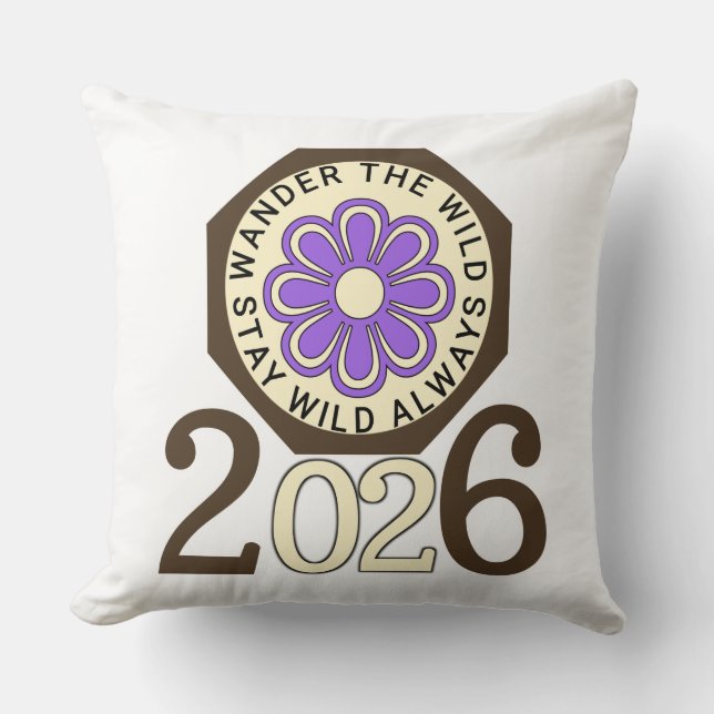 Blijf Wild Altijd 2026 Retro Bloem Ontwerp Worp Ku Kussen (Voorkant)