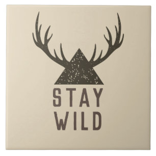 Blijf Wild Antlers Typografie Tegeltje
