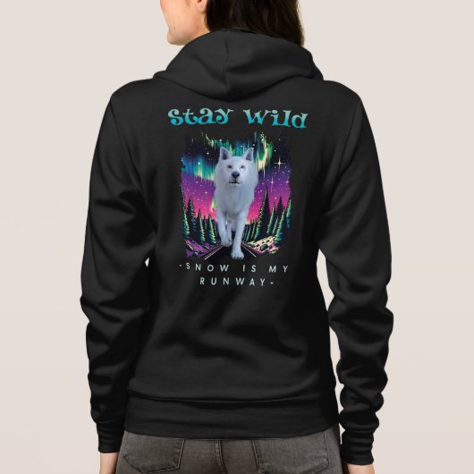 Blijf Wild Arctische Wolf Hoodie (Achterkant)