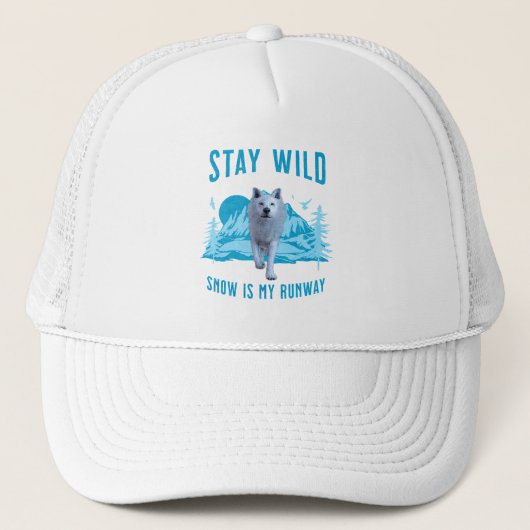 Blijf Wild Arctische Wolf Trucker Pet (Voorkant)