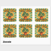 Blijf wild bladrijk Botanische Plant Vierkante Sticker (Vel)