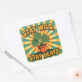 Blijf wild bladrijk Botanische Plant Vierkante Sticker (Envelop)