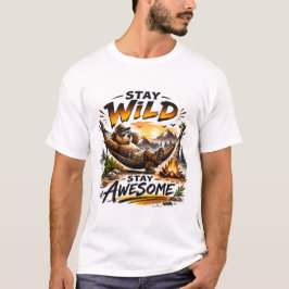 Blijf Wild Blijf Geweldig Beer Kampeer Avontuur Ku T-shirt