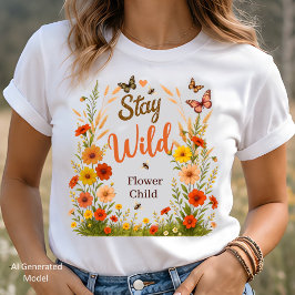 Blijf Wild Bloem Kind Boho Bloem Grafisch T-shirt