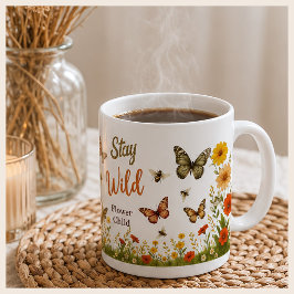 Blijf Wild Bloem Kind Boho Bloemen en Bijen Koffiemok