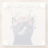 Blijf Wild, Bloem Kind Kat Bloemen Boho Glazen Onderzetter (Achterkant)