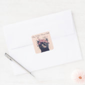 Blijf Wild, Bloem Kind Kat Bloemen Boho Vierkante Sticker (Envelop)