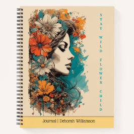 Blijf Wild Bloemenkind | Boho Bloemenportret Notitieboek